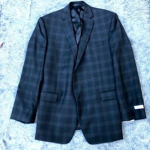 Calvin Klein Black and Grey Plaid Blazer